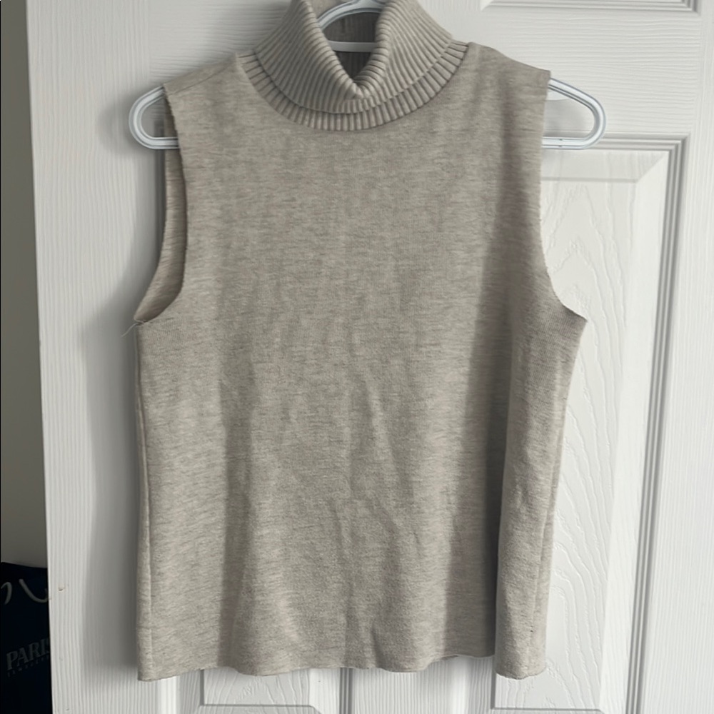 Sleeveless Ribbed Turtleneck Sweater